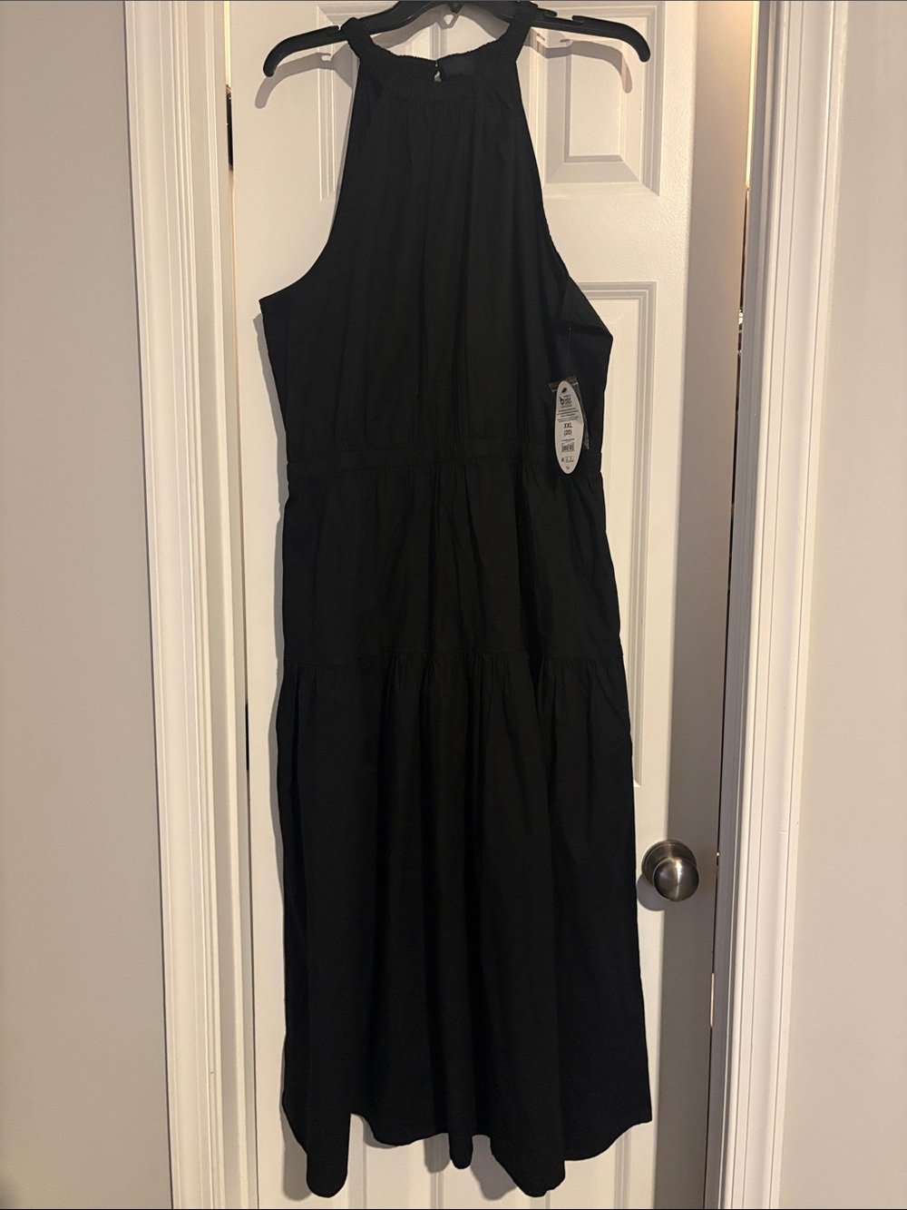 Sleeveless Black Halter Maxi Dress - Women's Tiered Summer Dress